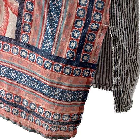 J.Jill Linen Stripe Floral Back Button Down Shirt - Picture 3 of 5